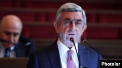 Armenia - President Serzh Sarkisian addresses the Union of Industrialists and Entrepreneurs, Yerevan, 5Dec2014.