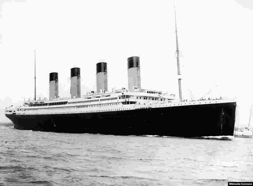 The "Titanic" departing Southampton on the southern coast of England on April 10, 1912.