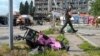A baby stroller lies by a road after a deadly Russian missile attack in Vinnytsya on July 14. At least 23 people were killed, including three children.