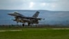 A U.S-made F-16 fighter jet takes off from an air base in Romania.
