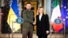Italian Prime Minister Giorgia Meloni (right), whose country holds the rotating G7 Presidency, during an October meeting in Rome with Ukrainian President Volodymyr Zelenskiy.
