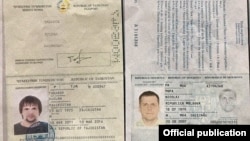 Pașapoartele false ale agenților ruși Nicolai Popa (Alexandr Petrov) și Ruslan Tarabarov (Ruslan Boșirov), publicate de poliția cehă