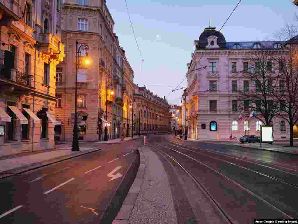 Empty streets in Prague's tourist area. The Czech Republic currently has reported 396 cases of coronavirus but no deaths from the disease. 