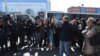 Opposition supporters protest in front of the Foreign Ministry in Yerevan on March 13.