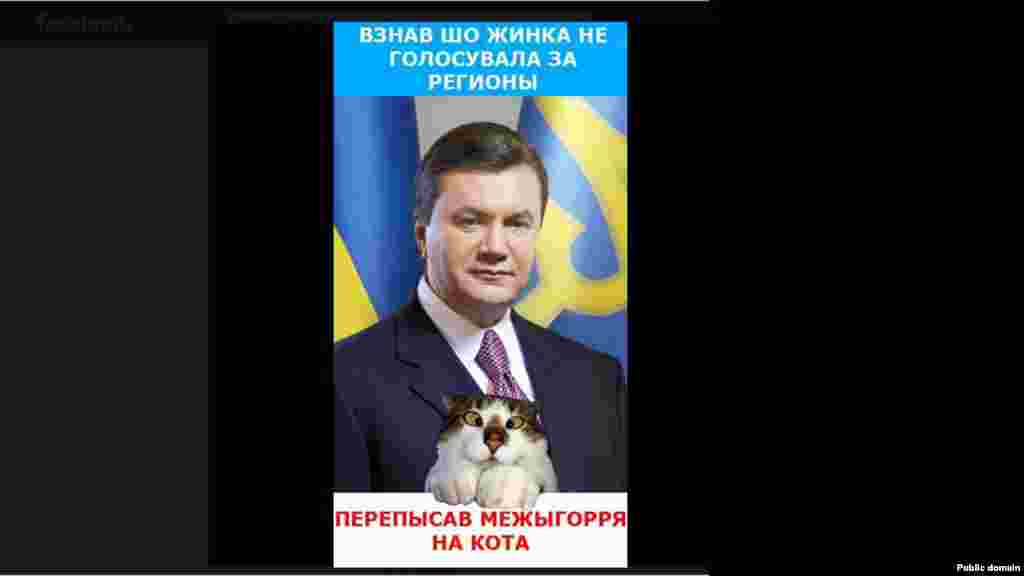 Yanukovych says, &quot;I came to know my wife didn&#39;t vote for Regions, so I transferred [presidential residence] Mezhigoria to a cat.&quot;