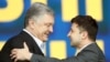 Ukrainian President Petro Poroshenko at a debate with his rival, comedian Volodymyr Zelenskiy, at Olimpiyskiy Stadium in Kyiv on April 19.