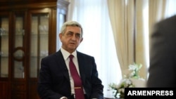 Премьер-министр Армении Серж Саргсян дает интервью телекомпании «Шант», 18 апреля 2018 г.