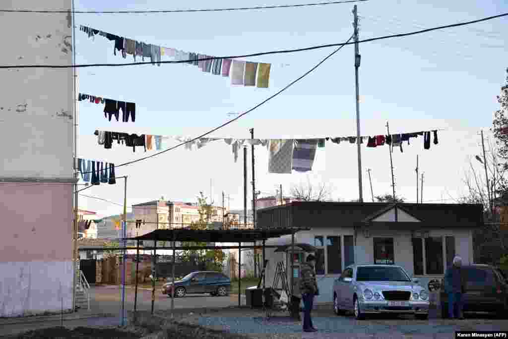 Strings of drying laundry indicate a return to normality in Stepanakert on November 24. 