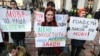 UKRAINE – During the action under the building of the Verkhovna Rada of Ukraine with the requirement to support the bill "On ensuring the functioning of the Ukrainian language as a state". Kyiv, February 28, 2019