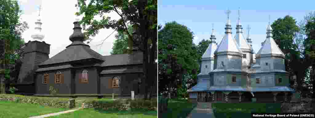 These wooden churches, called tserkvas, were built by Eastern Orthodox and Greek Catholic communities in the Carpathian region of eastern Poland and Ukraine between the 16th and 19th centuries.