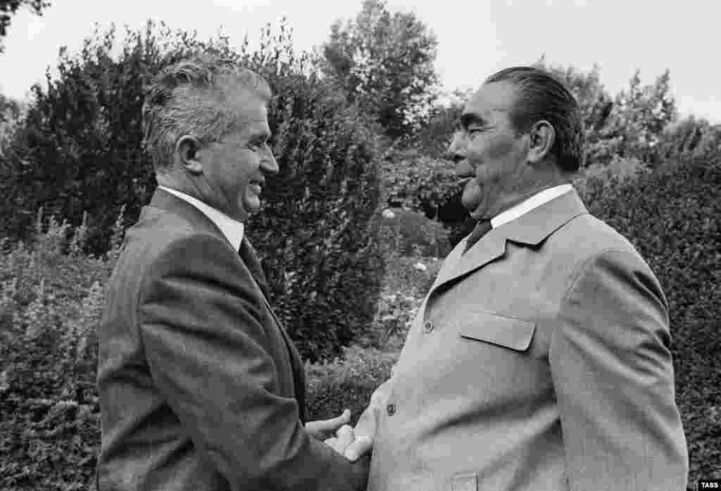 Romania's Nicolae Ceausescu meets with Soviet leader Leonid Brezhnev in Yalta in 1976. Brezhnev was a frequent visitor to Crimea, and continued the trend of hosting foreign guests from both inside and outside the communist bloc.