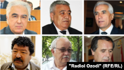 Täjigistanda döwlet agdarylyşygy bilen baglanyşykly günäkärlenýänler. Çepden saga: Saidjafar Usmonzoda, Akbarşo Iskandarow, Hamrohon Zarifi, Şokirjon Hakimow, Ahmadşoh Komilzoda, Abdulfaýz Atoý.