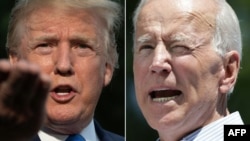Fotografie combo a președintelui Donald Trump și a rivalului său democrat, Joe Biden